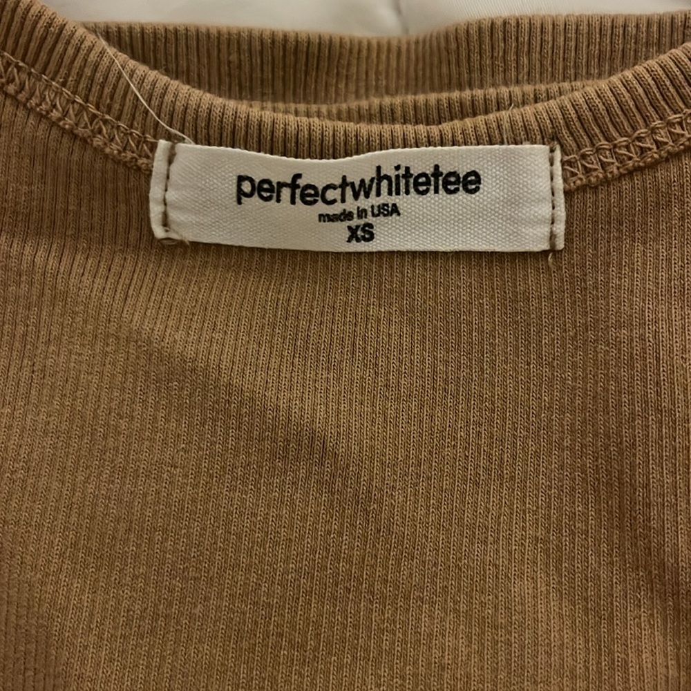 perfectwhitetee Ribbed Tank in Camel Brown - Picture 2 of 2